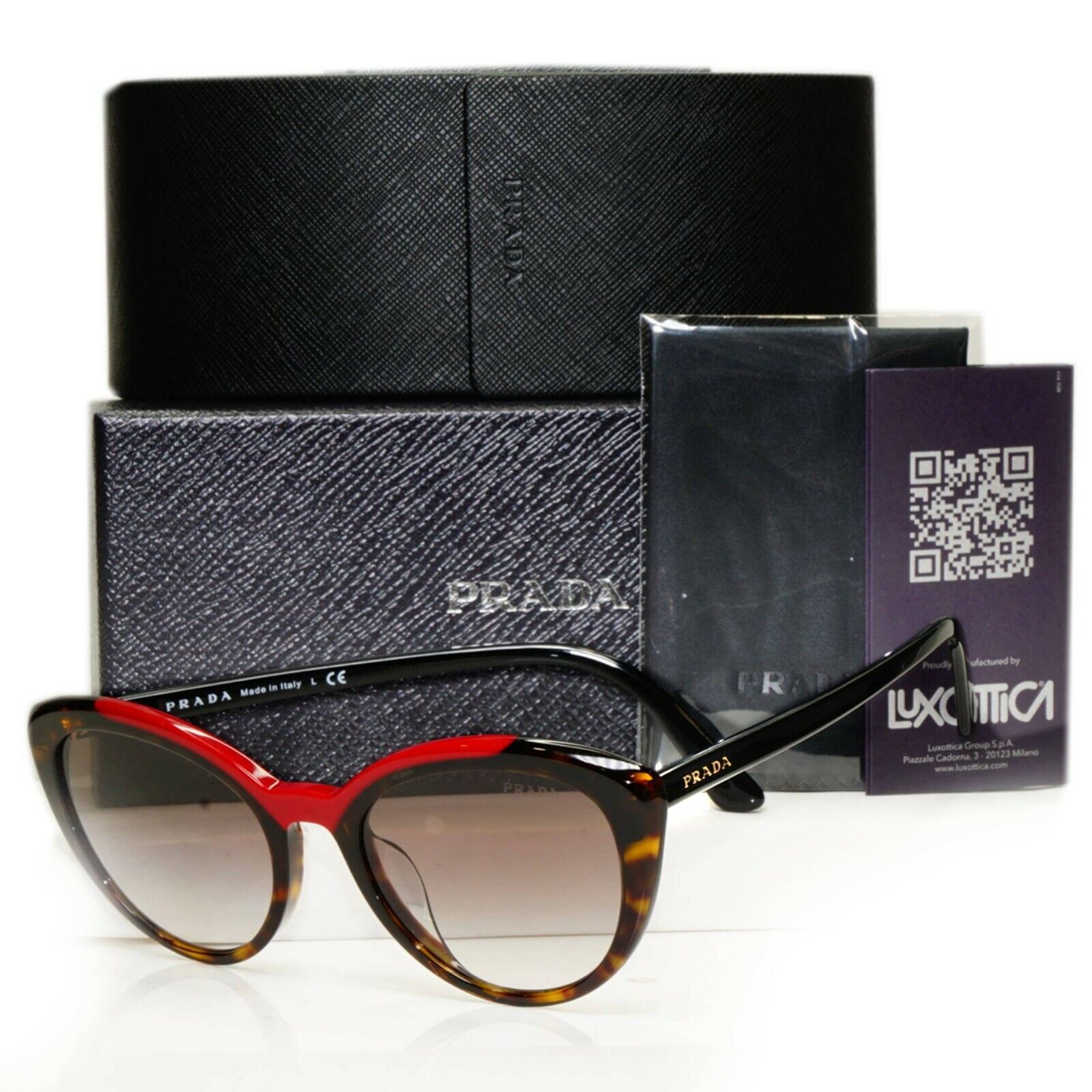 Prada Brown Red Tortoise Shell Womens Sunglasses Ultravox SPR 02V F 320-0A7