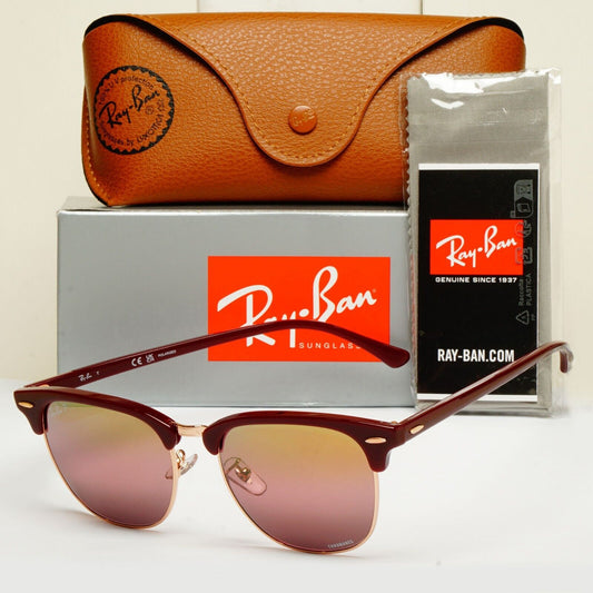 Ray-Ban Sunglasses Clubmaster Chromance Polarized Red Bordeaux RB 3016F 1365/G9