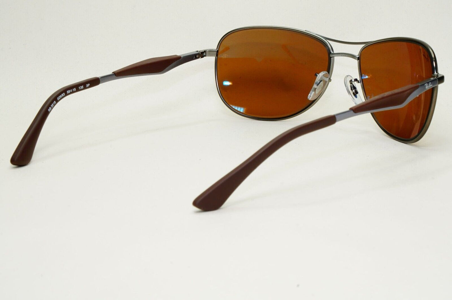 Ray-Ban Sunglasses Polarized Gunmetal Brown Meta Pilot Wrap RB 3519 029/83 59mm