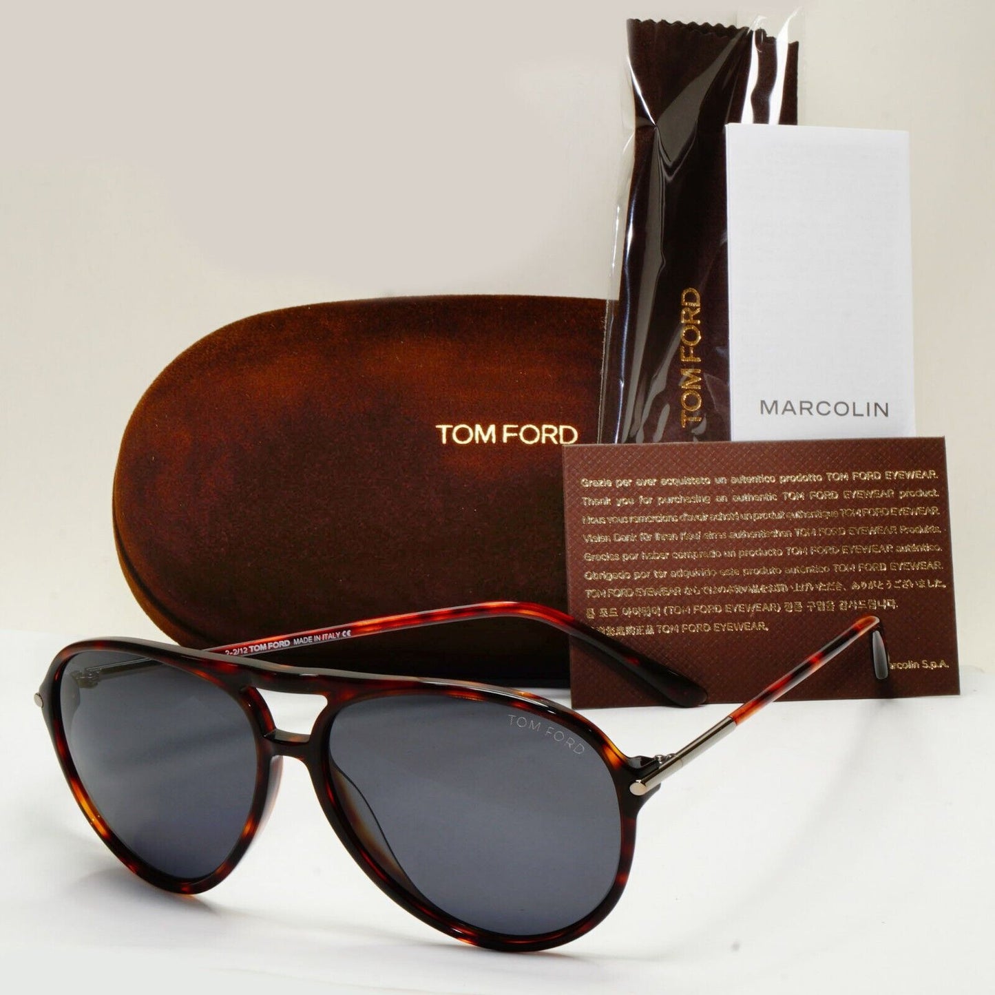 Tom Ford Sunglasses Matteo Pilot Tortoiseshell Brown Grey FT0254 TF 254 54A