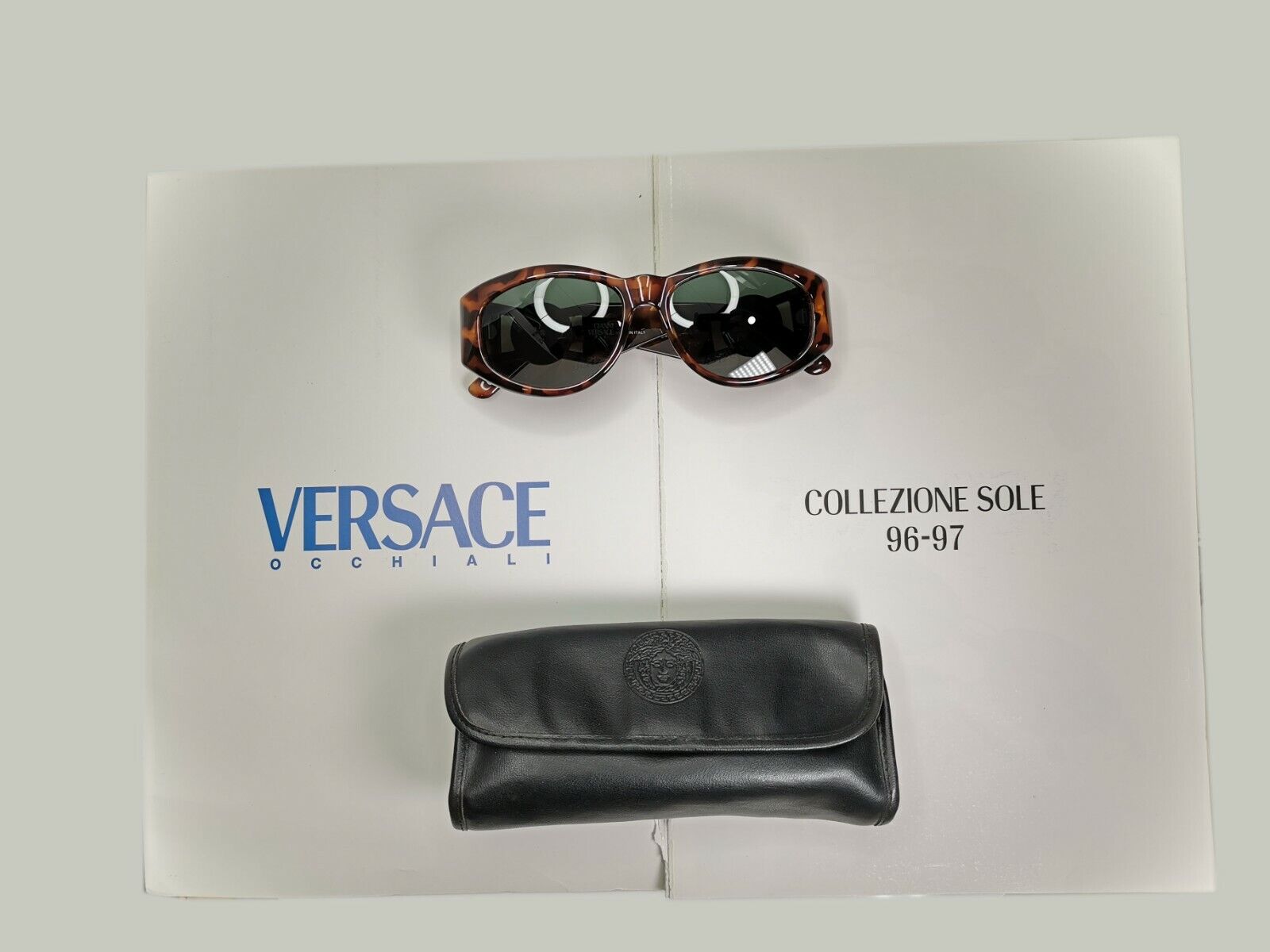 Gianni Versace Sunglasses 1996 Vintage Brown Gold Medusa 424 869 Biggie Smalls