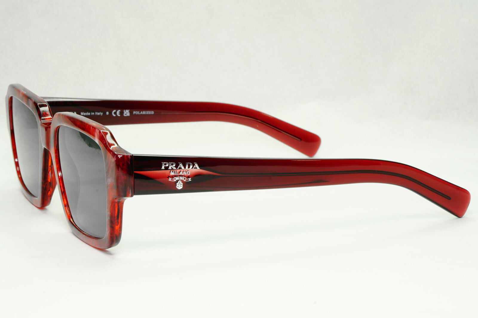 Prada Glass Lens Sunglasses Polarized Red Etruscan Stone Marble SPR 02Z 15F-08G