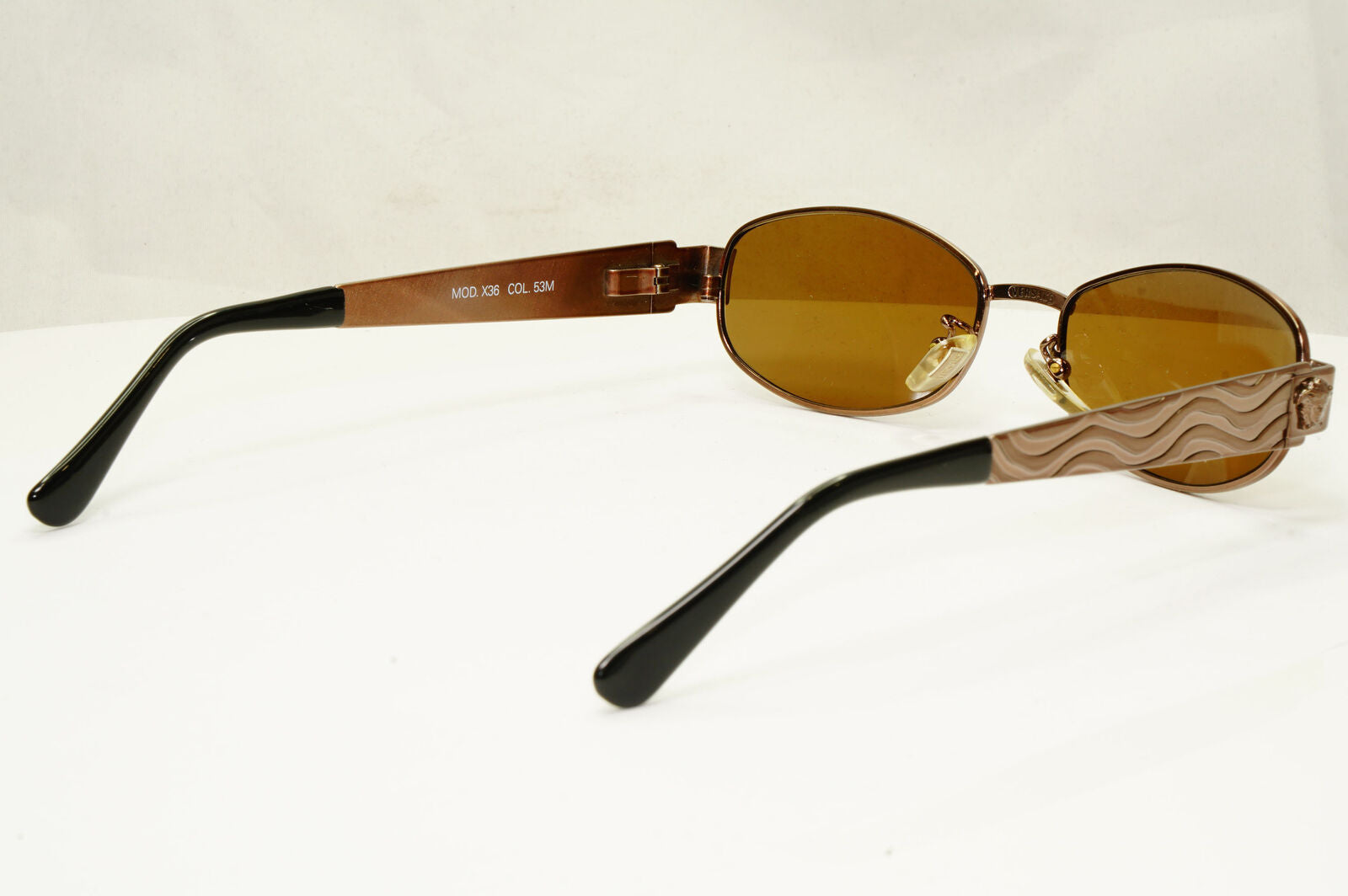 Gianni Versace 1996 Vintage Copper Medusa Brown Metal Sunglasses MOD X36 COL 53M