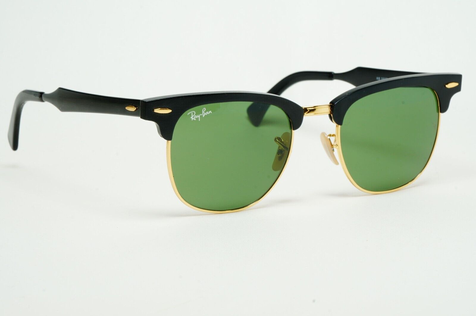 Ray-Ban Sunglasses Clubmaster Aluminum Black Gold Green RB 3507 136/N5 211124