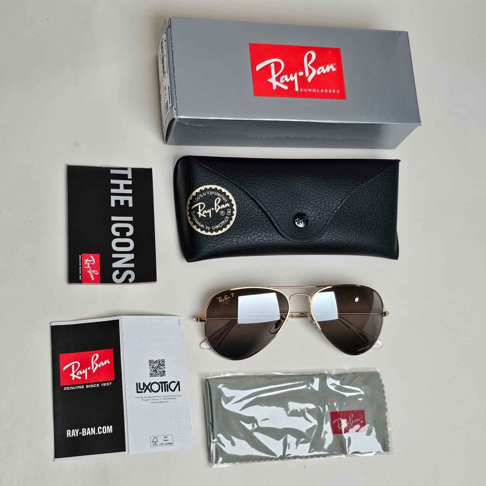 Ray-Ban Sunglasses Aviator Polarised Chromance Gold Silver RB 3025 9196/G3 55mm