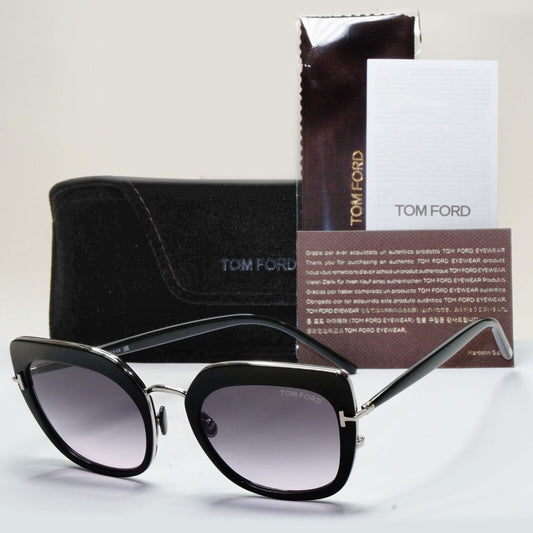 Tom Ford Sunglasses Virginia Black Grey Gradient Silver Square FT0945 TF 945 05B