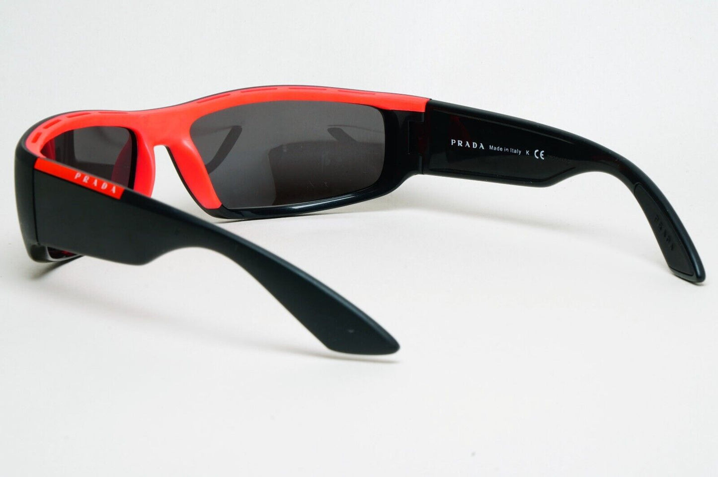 Prada Sunglasses Black Matte Wrap Red Stripe PS02US SPS 02U 353-5L2 231124