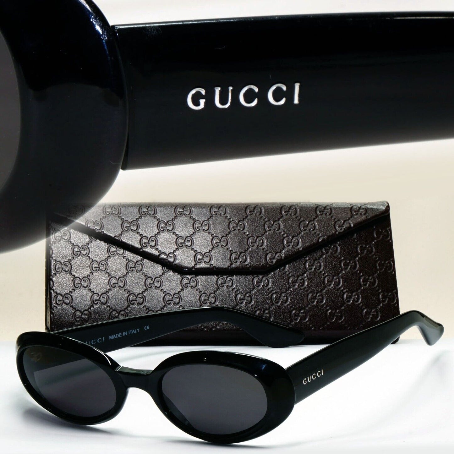 Gucci Sunglasses 1997 Vintage Black Oval Retro GG 2419/S 807 51mm 171024