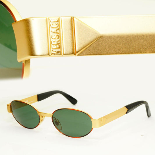 Gianni Versace 1996 Vintage Unisex Gold Oval Metal Sunglasses MOD S30 COL 14M