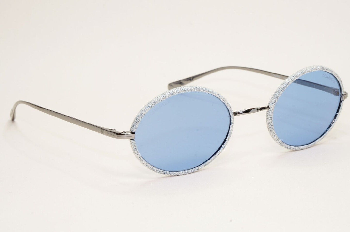 Chanel Sunglasses Denim Oval Silver Blue Metal 4248-J c.108/72 50mm