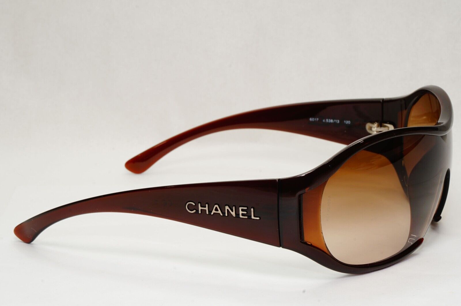 Chanel Sunglasses 2008 Vintage Shield Wrap Brown Visor 6017 c.538/13 121223