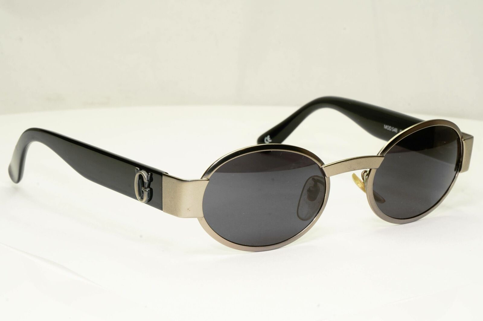 Gianni Versace 1996 Vintage Silver Black GV Metal Sunglasses MOD S48 COL 948