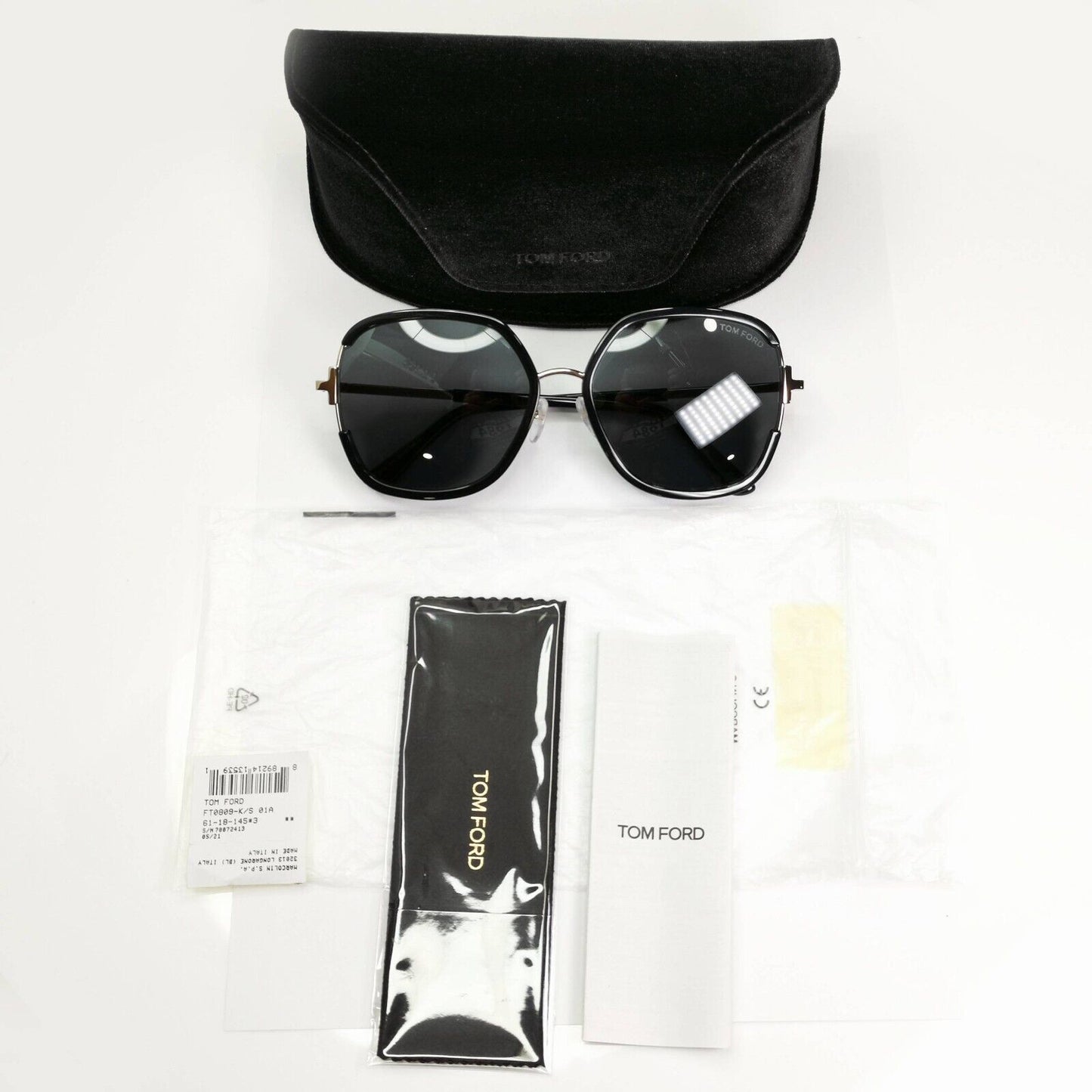 Tom Ford Oversized Black Sunglasses Gold Large Square TF 809 K 01A [a] 37269