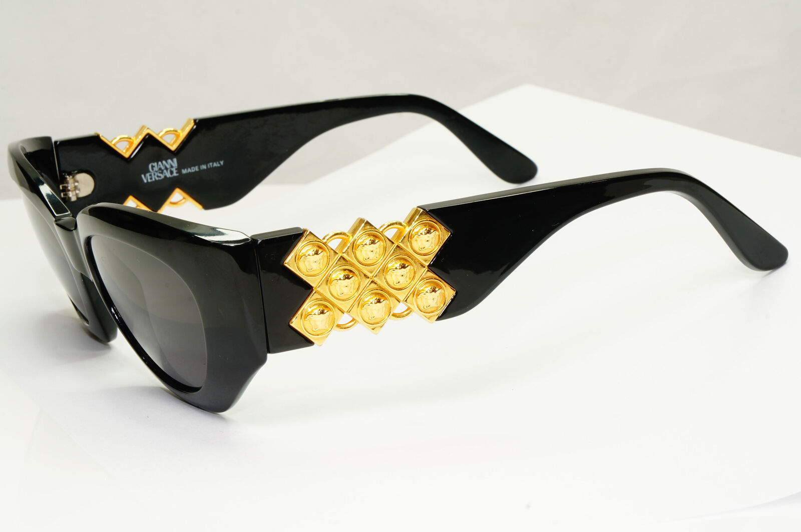 Gianni Versace 1995 Sunglasses Vintage Gold Black Biggie MOD 420/D COL852 190123