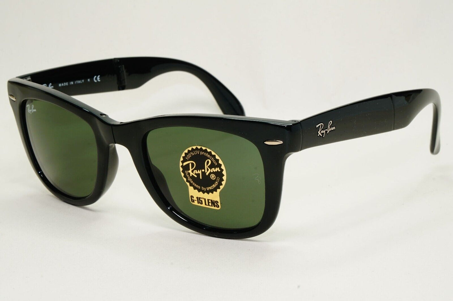 Ray-Ban Sunglasses Folding Wayfarer Black Glossy Green G15 RB 4105 601 50mm