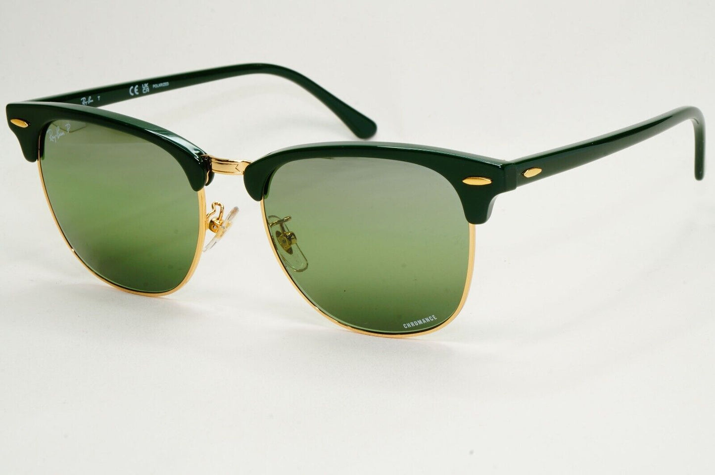 Ray-Ban Sunglasses Clubmaster Chromance Polarised Mirror Green RB 3016-F 1368/G4