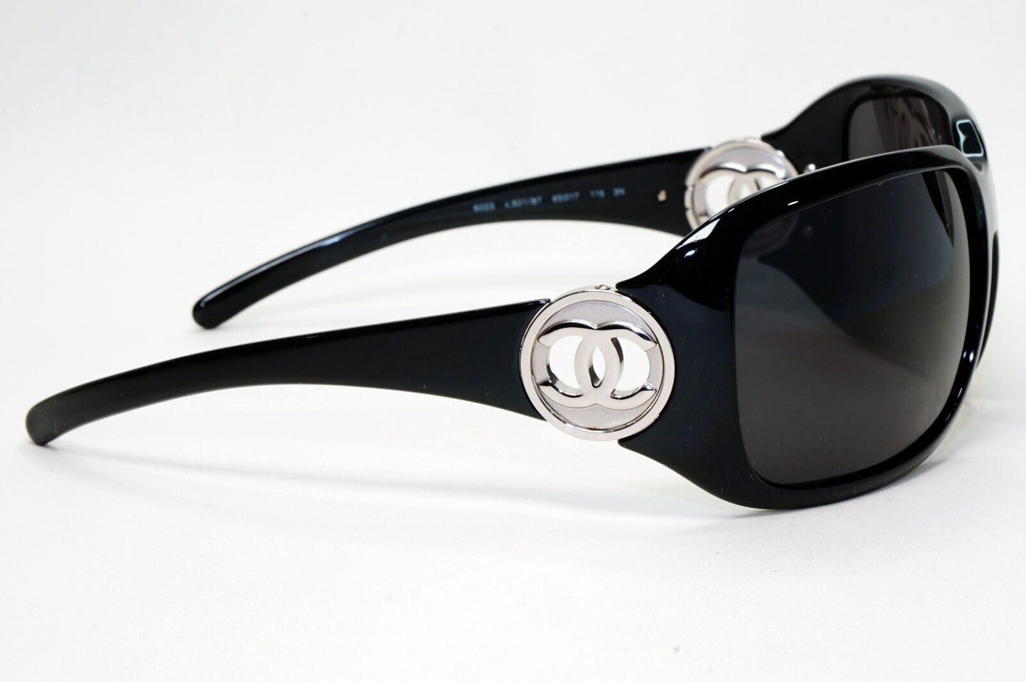 Chanel Sunglasses 2010 Vintage Black Wrap Silver 6023 c.501/87 65mm 280924