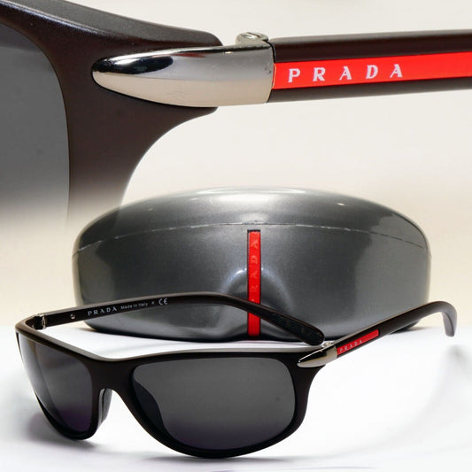 Prada Sunglasses 2011 Dark Brown Frame Wrap Black PS05MS SPS 05M BRR-6S1 021124