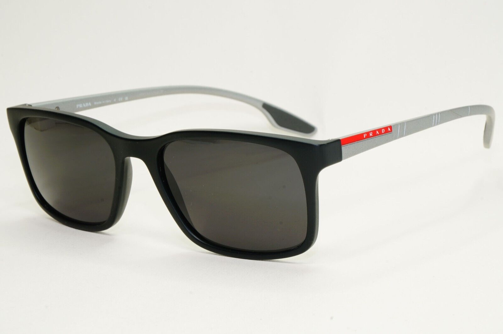 Prada Sunglasses Black Rubber Grey Matte Linea Rossa PS01LV VPS 01L 490-1O1 54mm