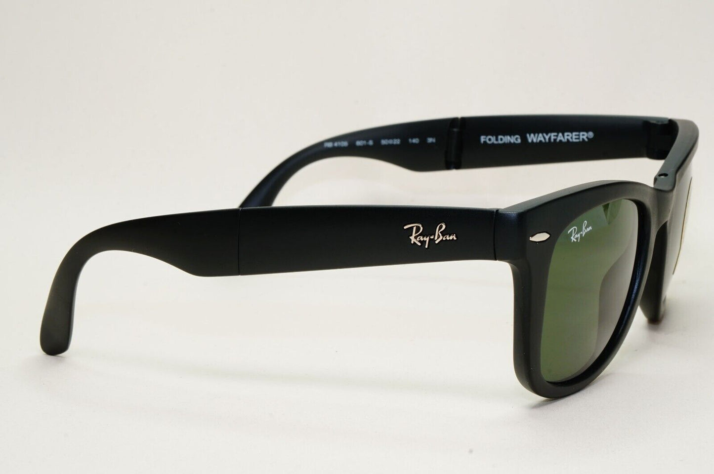 Ray-Ban Sunglasses Folding Wayfarer Black Matte Green G15 RB 4105 601-S 50mm