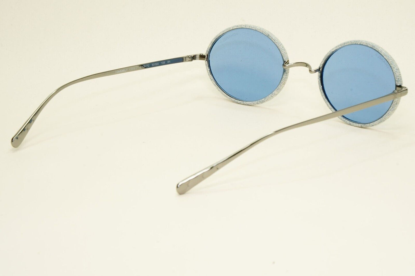 Chanel Sunglasses Denim Oval Silver Blue Metal 4248-J c.108/72 50mm