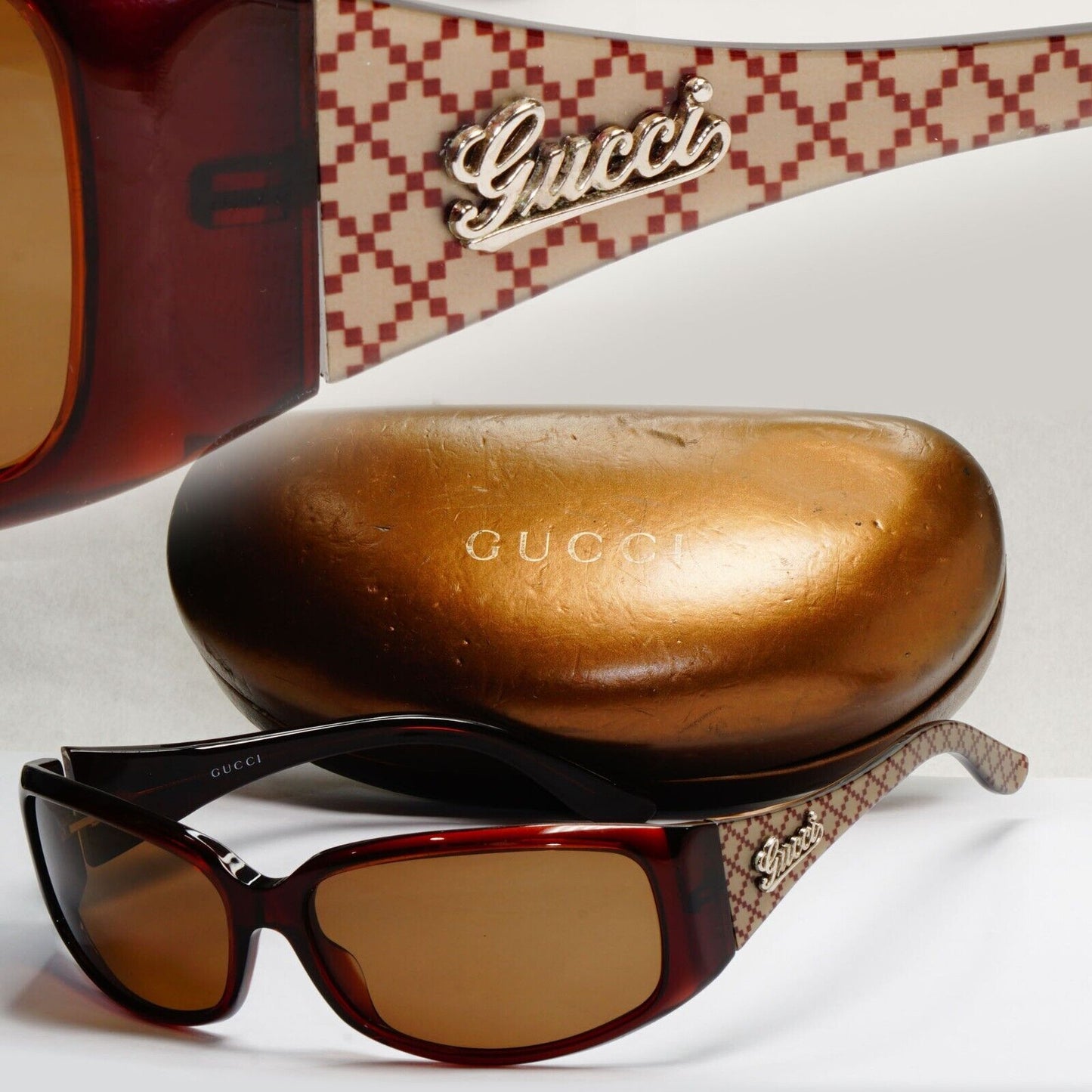 Gucci Sunglasses 2006 Monogram Vintage Brown Unisex Wrap GG 3032/NS 20E8U 270324