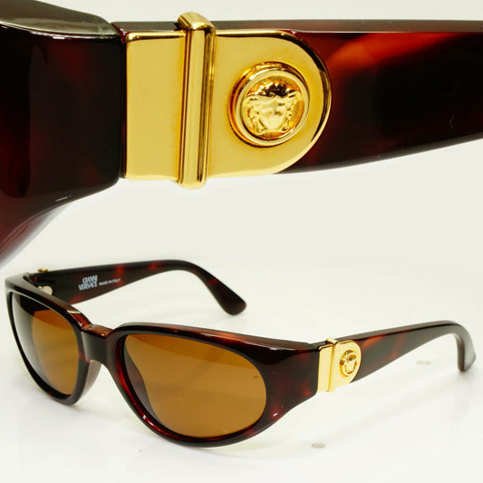 Gianni Versace 1996 Mens Vintage Brown Gold Medusa Sunglasses MOD 408 COL 900