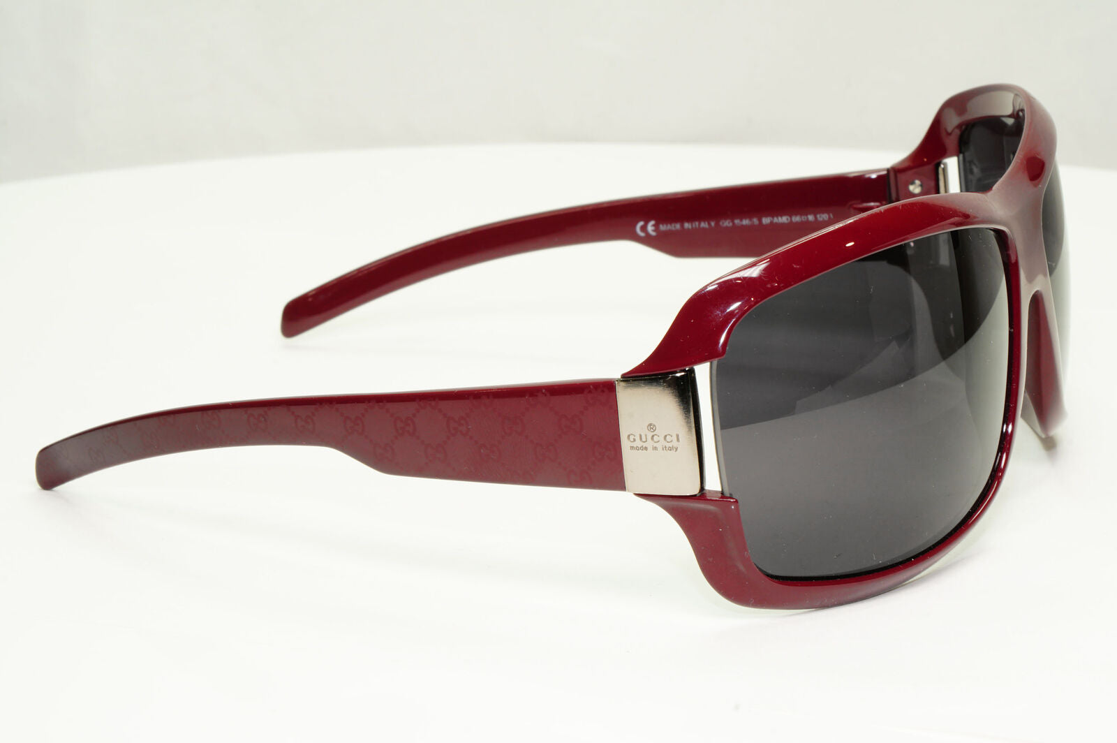 Gucci 2005 Monogram Sunglasses Burgundy Deep Red Black Vintage GG 1546/S BPAMD