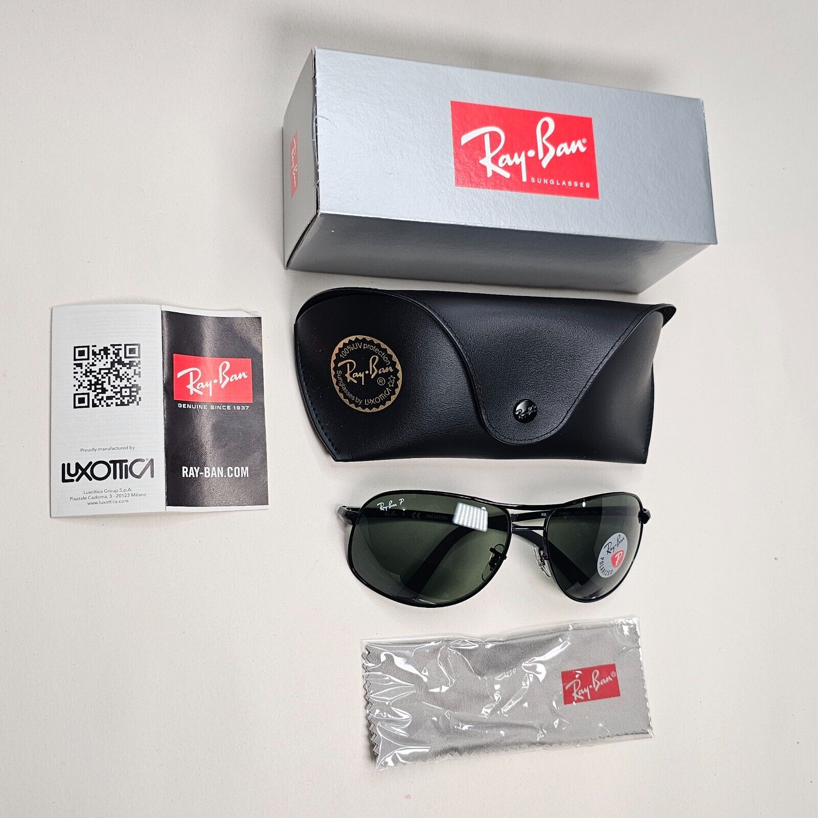 Ray-Ban Sunglasses 2013 Vintage Polarised Black Green Wrap Pilot RB 3387 64mm