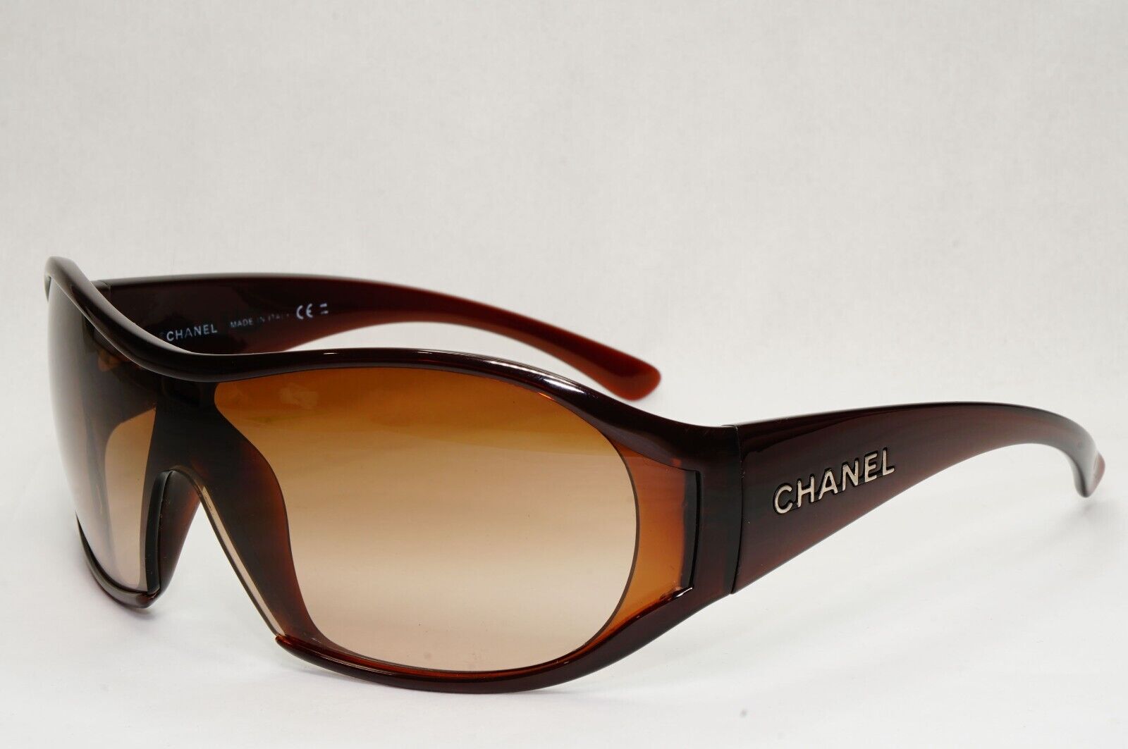 Chanel Sunglasses 2008 Vintage Shield Wrap Brown Visor 6017 c.538/13 121223