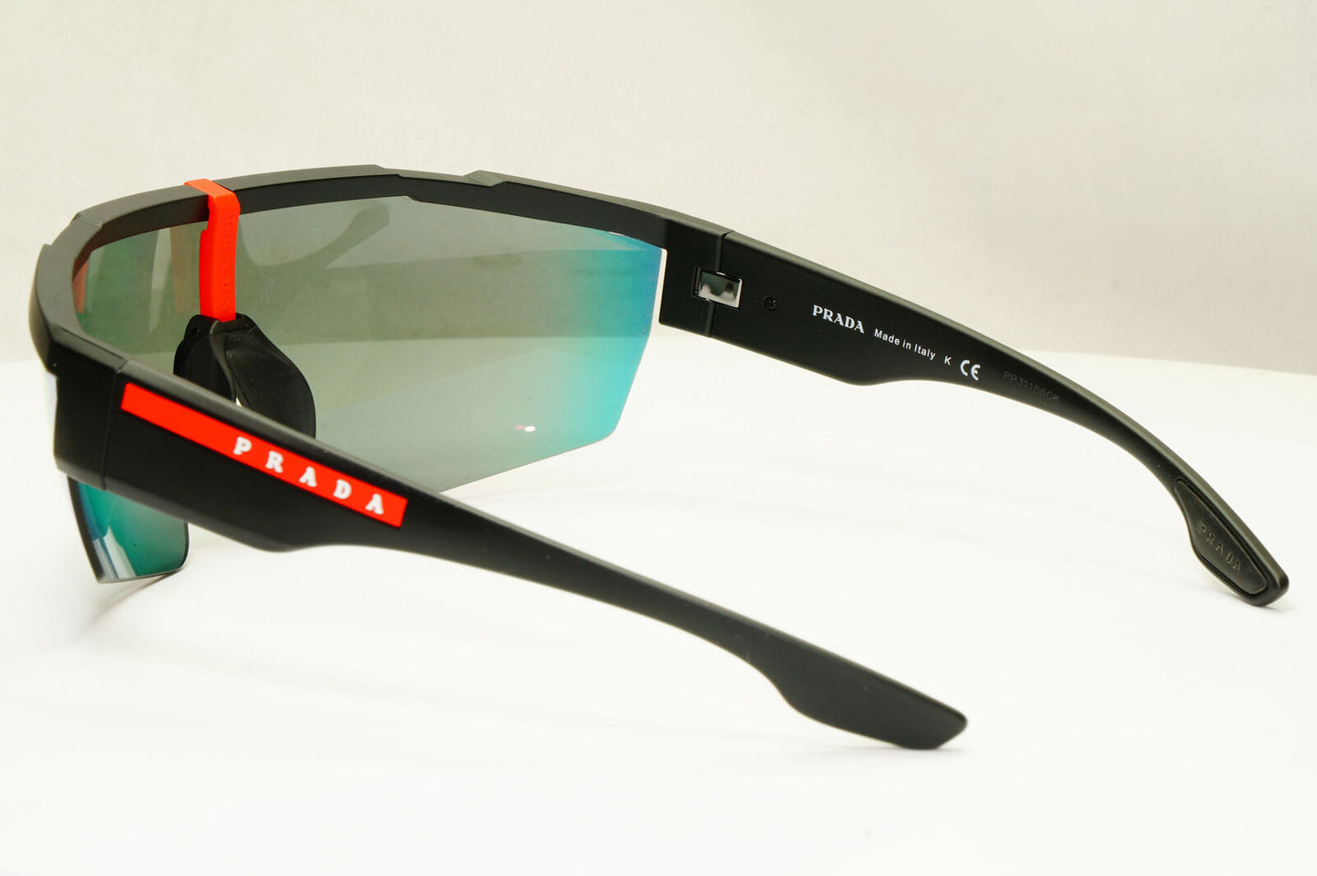 Prada Black Shield Sunglasses Chameleon Rossa Wrap Visor Sailing SPS 03X DG0-08F