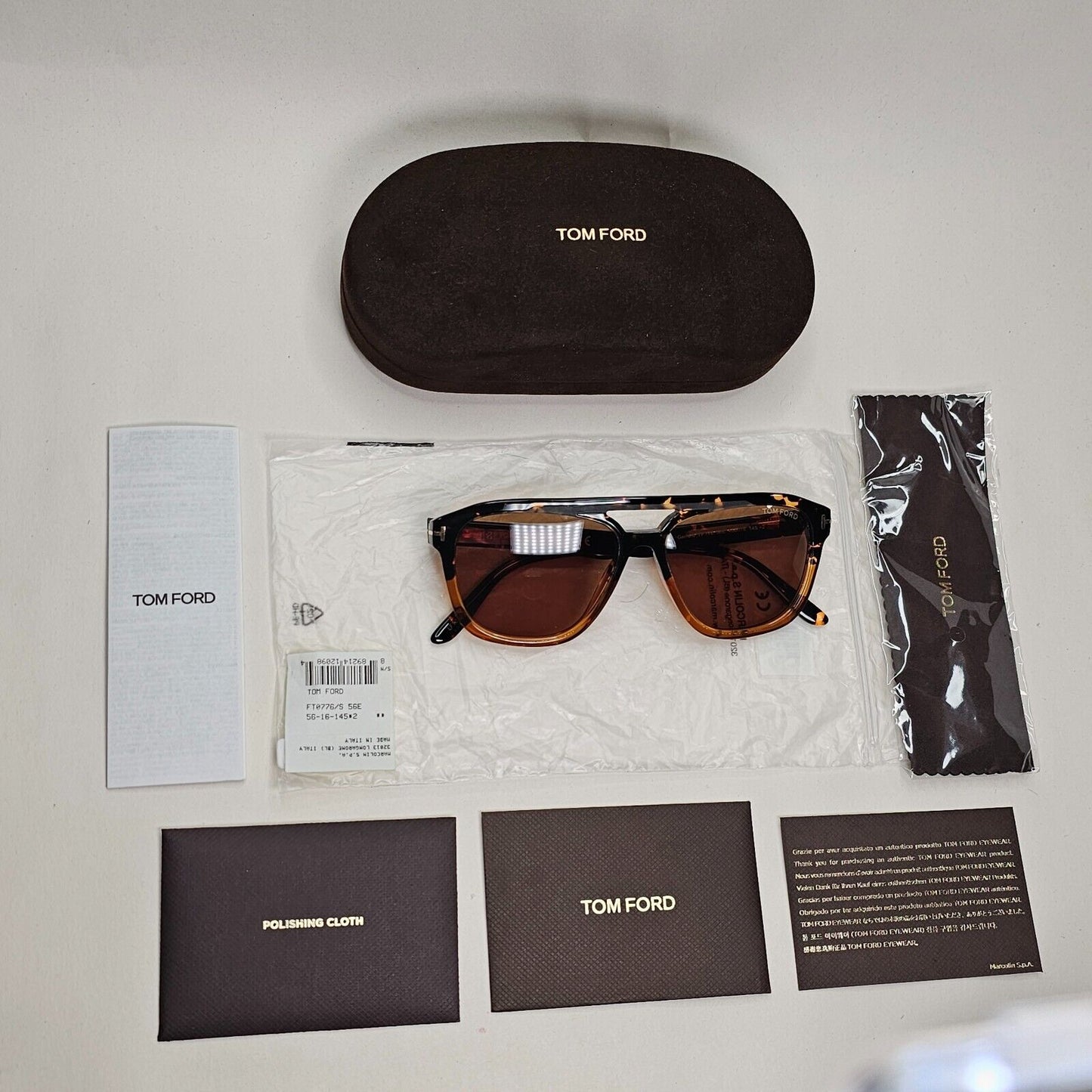 Tom Ford Sunglasses Gerrard Brown Honey Pilot Navigator FT0776 TF 776 56E 56mm