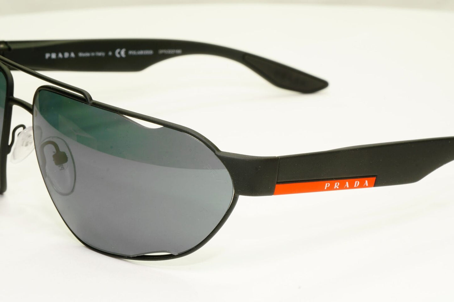 Prada Polarised Black Sunglasses Wrap Grey Pilot Mens PS56US SPS 56U DG0-5Z1