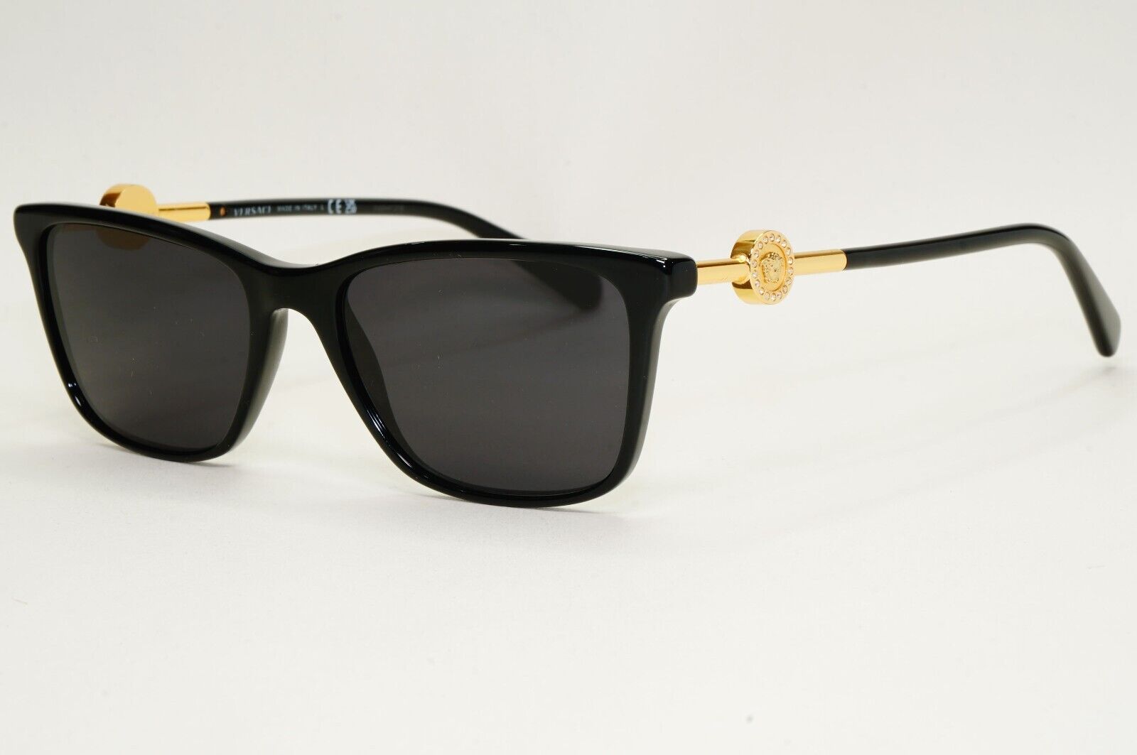 Versace Sunglasses Black Gold Medusa Square Glossy MOD VE 3299-B GB1 53mm