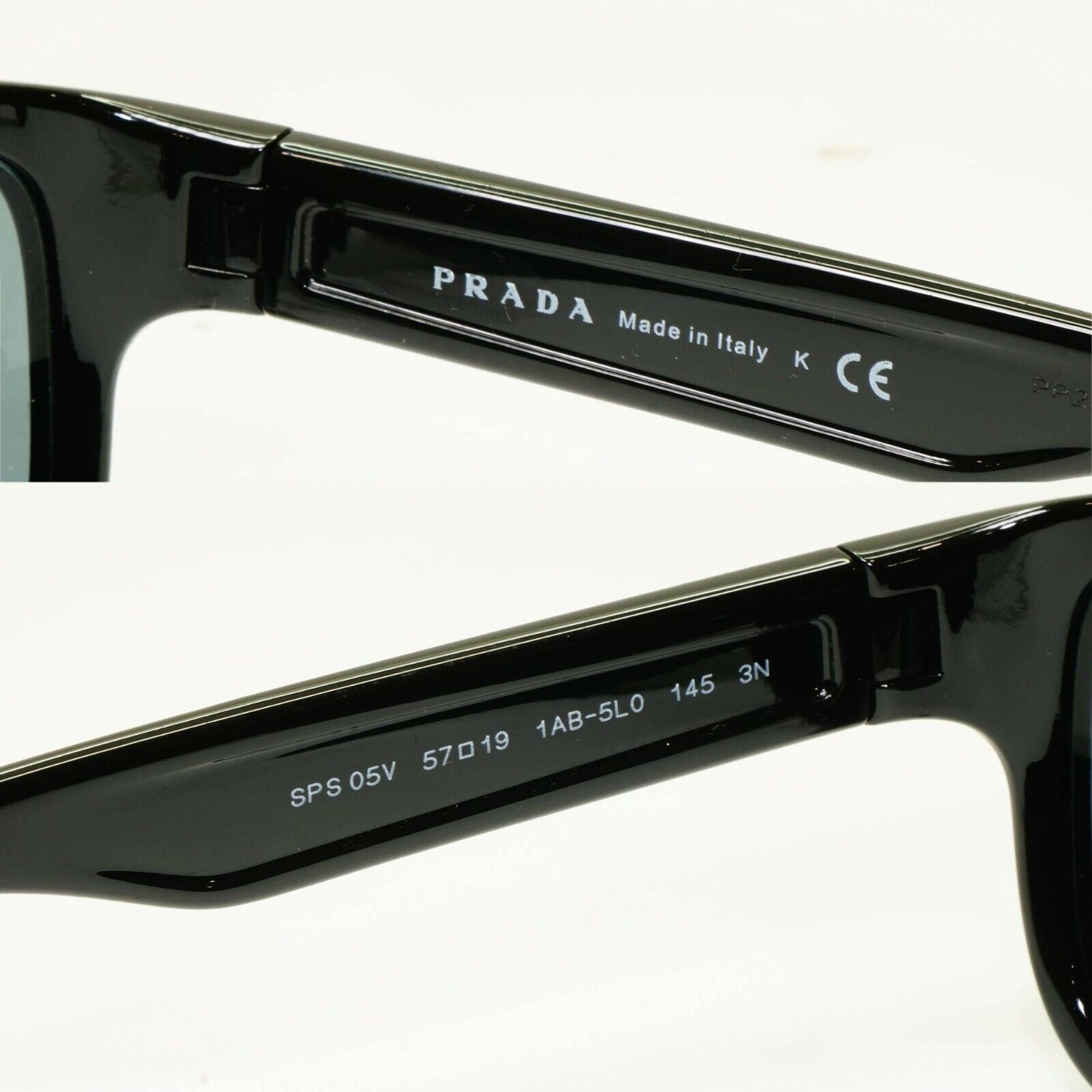 Prada Sunglasses Black Ice Grey Mirror Mens SPS 05V 1AB-5L0 Red Stripe Sport