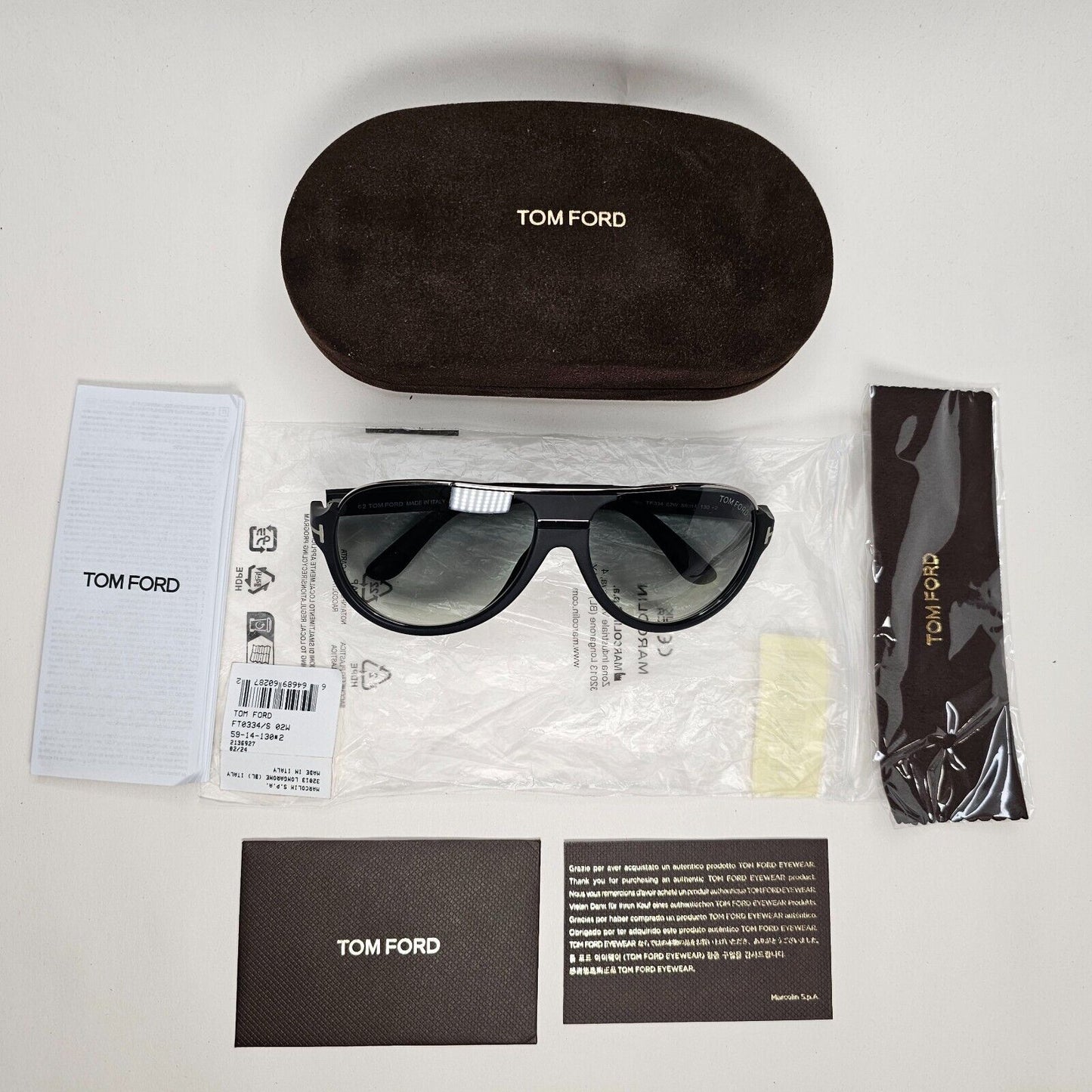 Tom Ford Sunglasses Dimitry Black Matte Grey Gradient Gunmetal FT0334 TF 334 02W