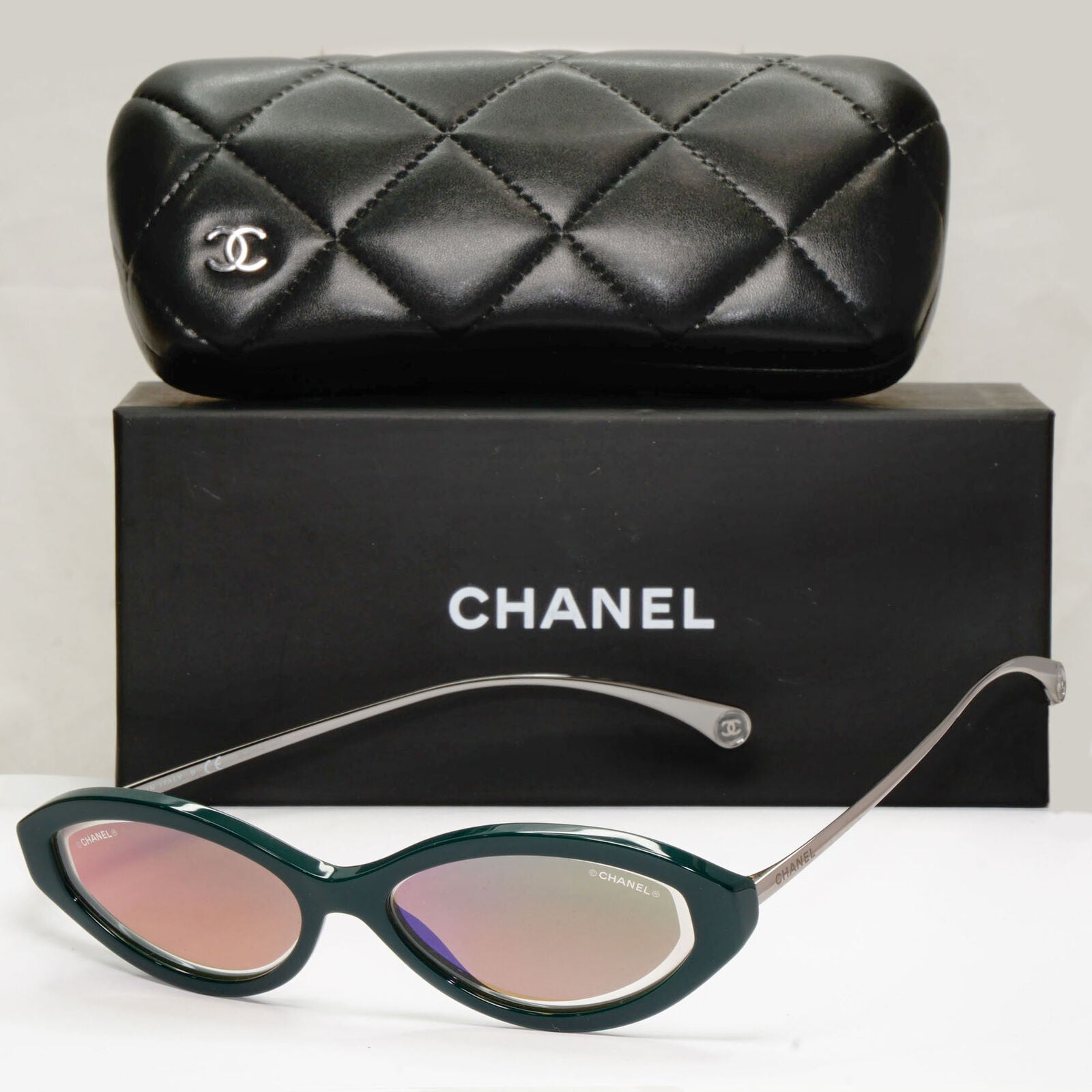 Chanel 2020 Sunglasses Green Gunmetal Grey Mirror 5424 c.1459/EC 290323