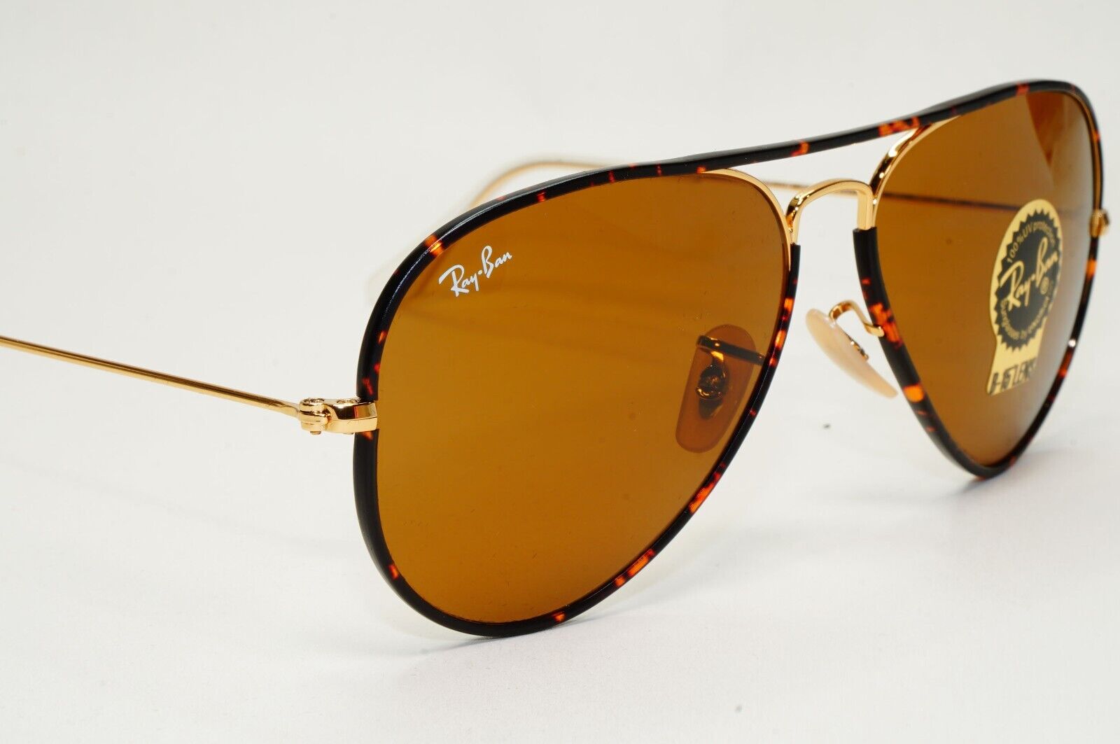 Ray-Ban Sunglasses Aviator Full Color Gold Brown Tortoise RB 3025-J-M 001 58mm