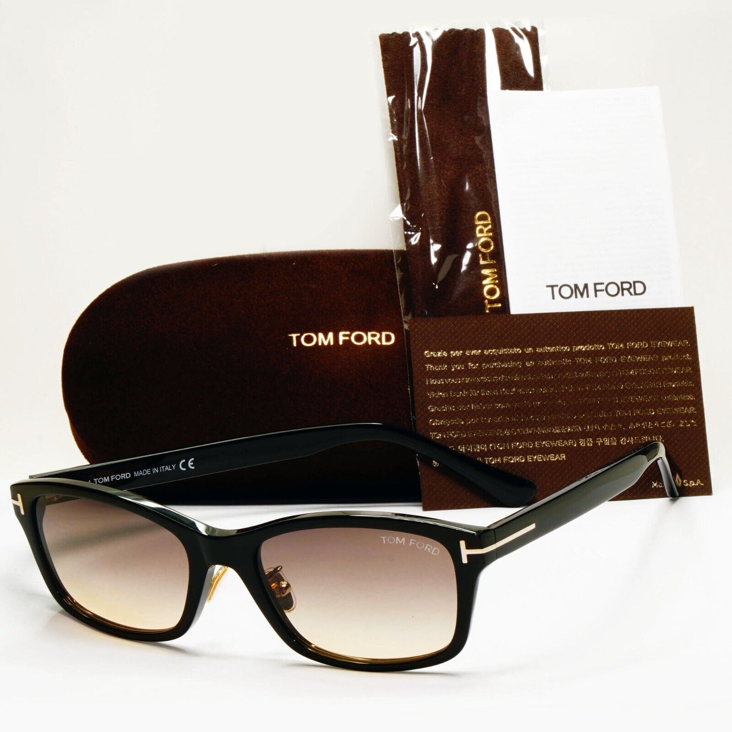 Tom Ford Sunglasses Black Brown Gradient Rectangle FT0875-D TF 875-D 01B 56mm