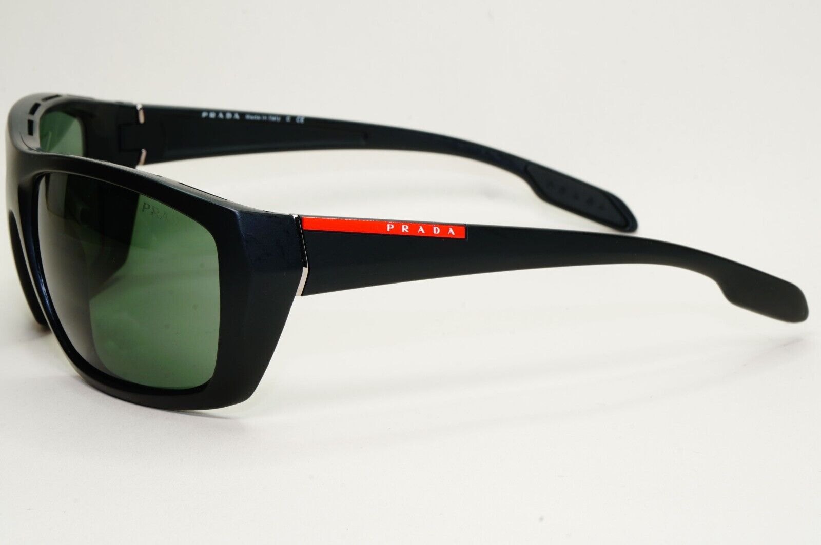 Prada Sunglasses 2008 Vintage Wrap Black Green PS01OS SPS 01O 1BO-3O1 120824