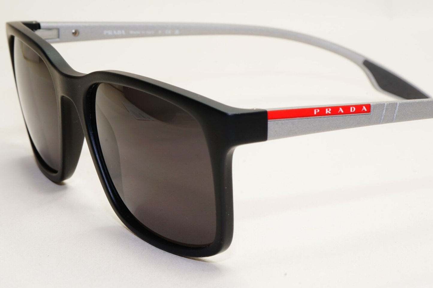 Prada Sunglasses Black Rubber Grey Matte Linea Rossa PS01LV VPS 01L 490-1O1 54mm