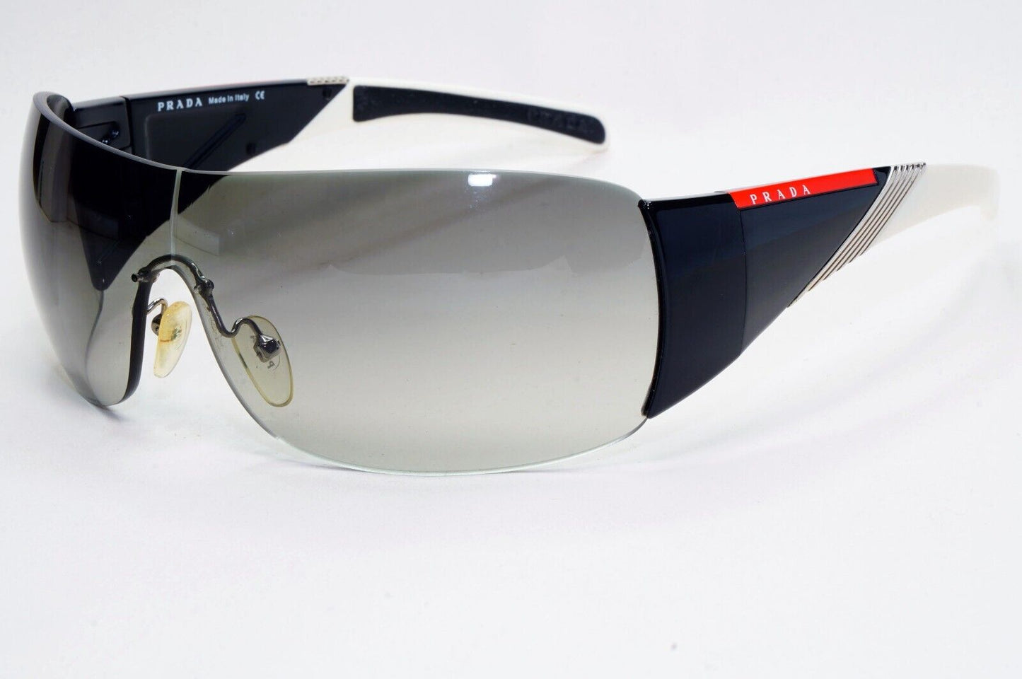 Prada Sunglasses 2007 Vintage Black Grey Shield PS07HS SPS 07H 7RI-3M1 280924