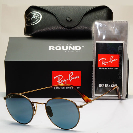 Ray-Ban Sunglasses Round Titanium Polarised Bronze Blue RB 8247 9207/T0 50mm