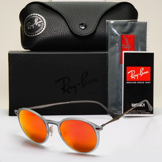 Ray-Ban Sunglasses 2016 Round LightRay Grey Matte Orange Mirror RB 4224 650/6Q