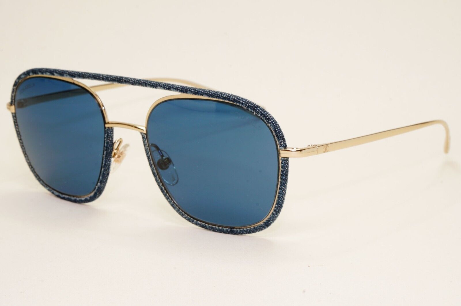 Chanel Sunglasses Denim Gold Dark Blue Metal Pilot 4249-J c.395/80 53mm