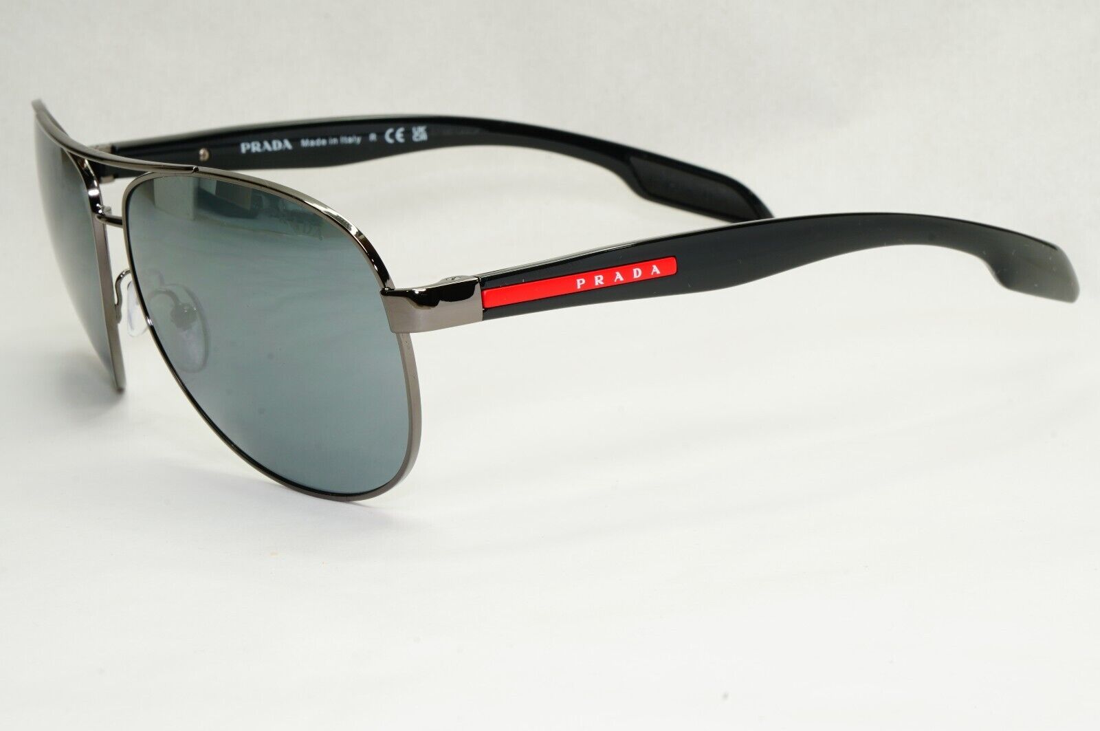 Prada Sunglasses Black Grey MIrror Pilot Gunmetal PS53PS SPS 53P 5AV-5L0 62mm