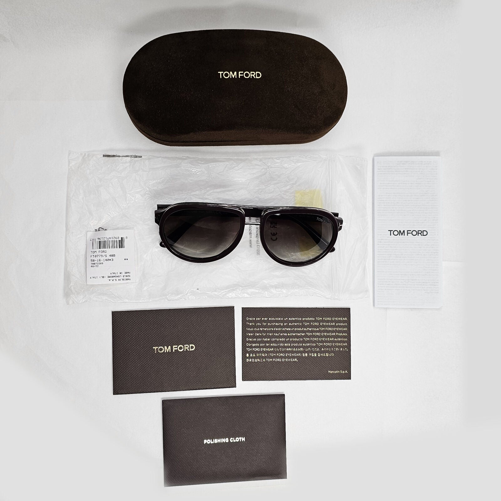 Tom Ford Sunglasses Brown Geoffrey Pilot Gradient FT0779 TF 779 48B 58mm