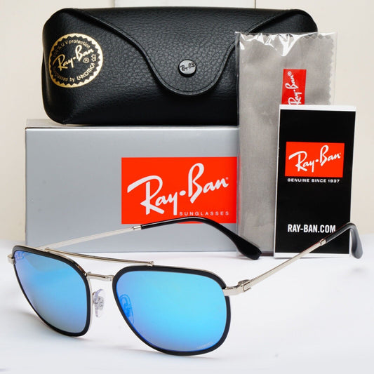 Ray-Ban Sunglasses Chromance Blue Mirror Polarized Black RB 3708 9144/4L 59mm