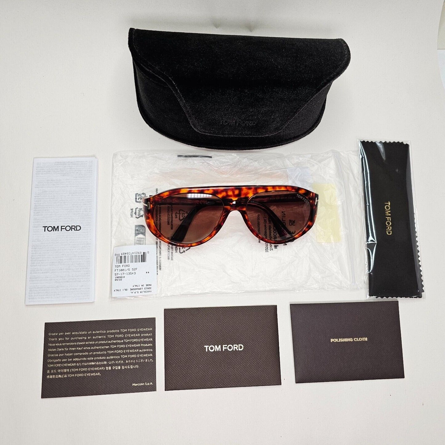 Tom Ford Sunglasses Rex-02 Brown Havana Gradient Pilot FT1001 TF 1001 52F 57mm