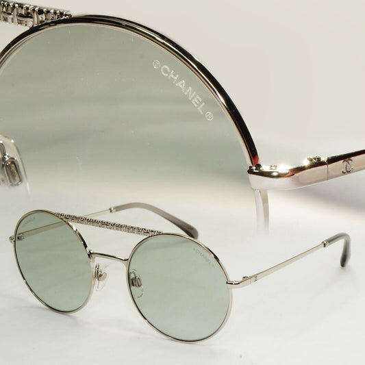 Chanel Sunglasses Silver Metal Grey Round Pilot 4232 c.124/87 200324